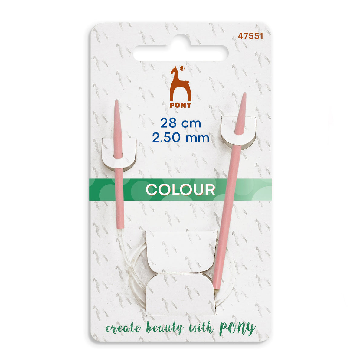Pony coloured aluminium 28cm circular knitting needle 2.50mm