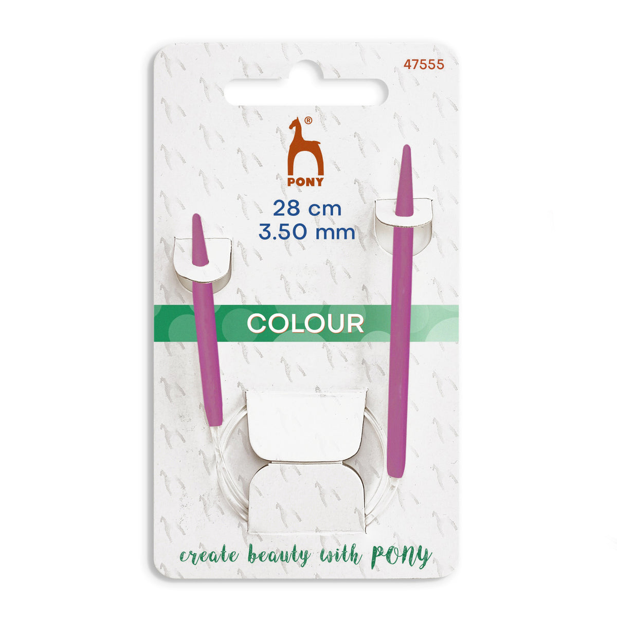 Pony coloured aluminium 28cm circular knitting needle 3.50mm