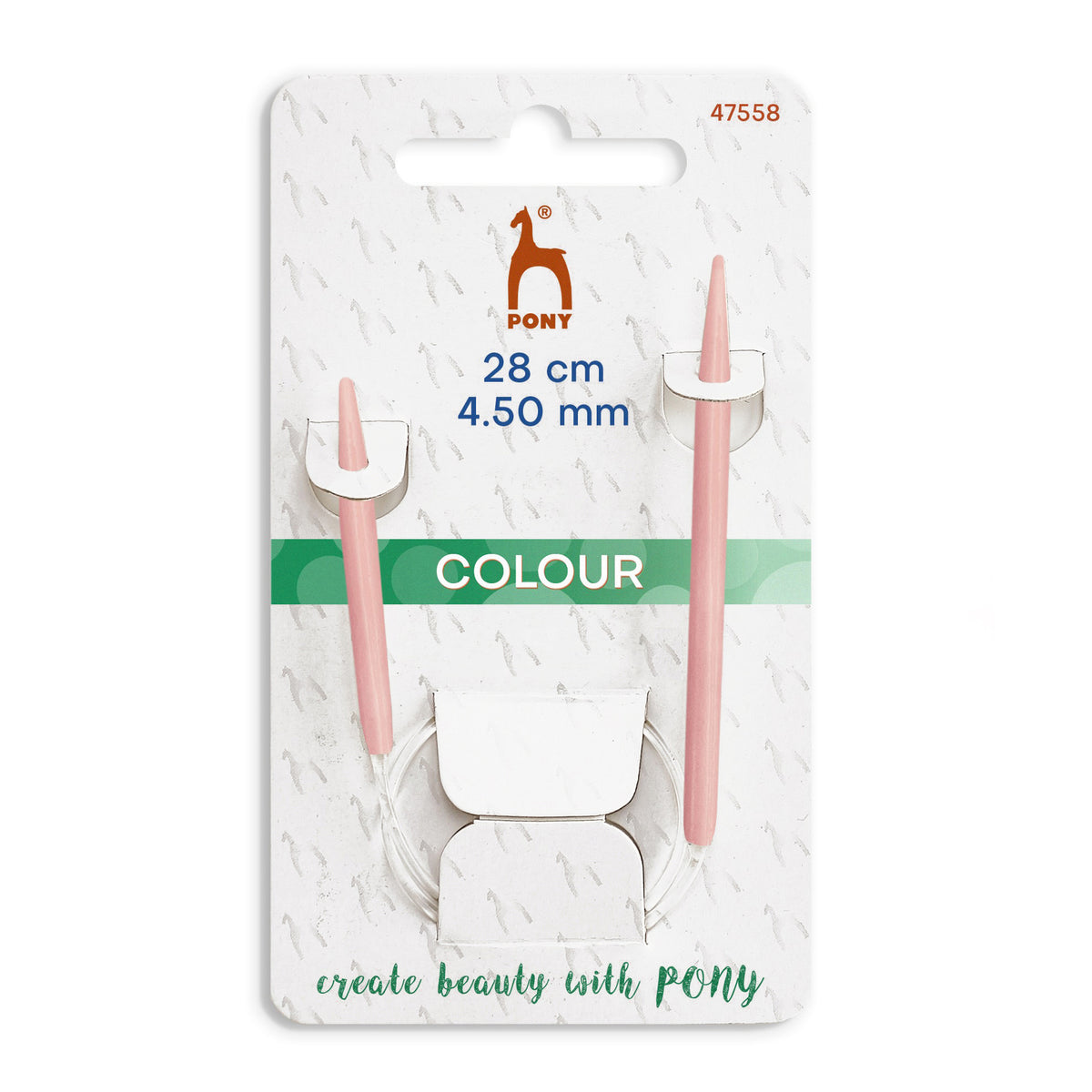 Pony coloured aluminium 28cm circular knitting needle 4.50mm