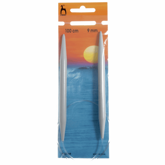 PONY Circular Knitting Pins 100cm x 9mm - 2 Pack