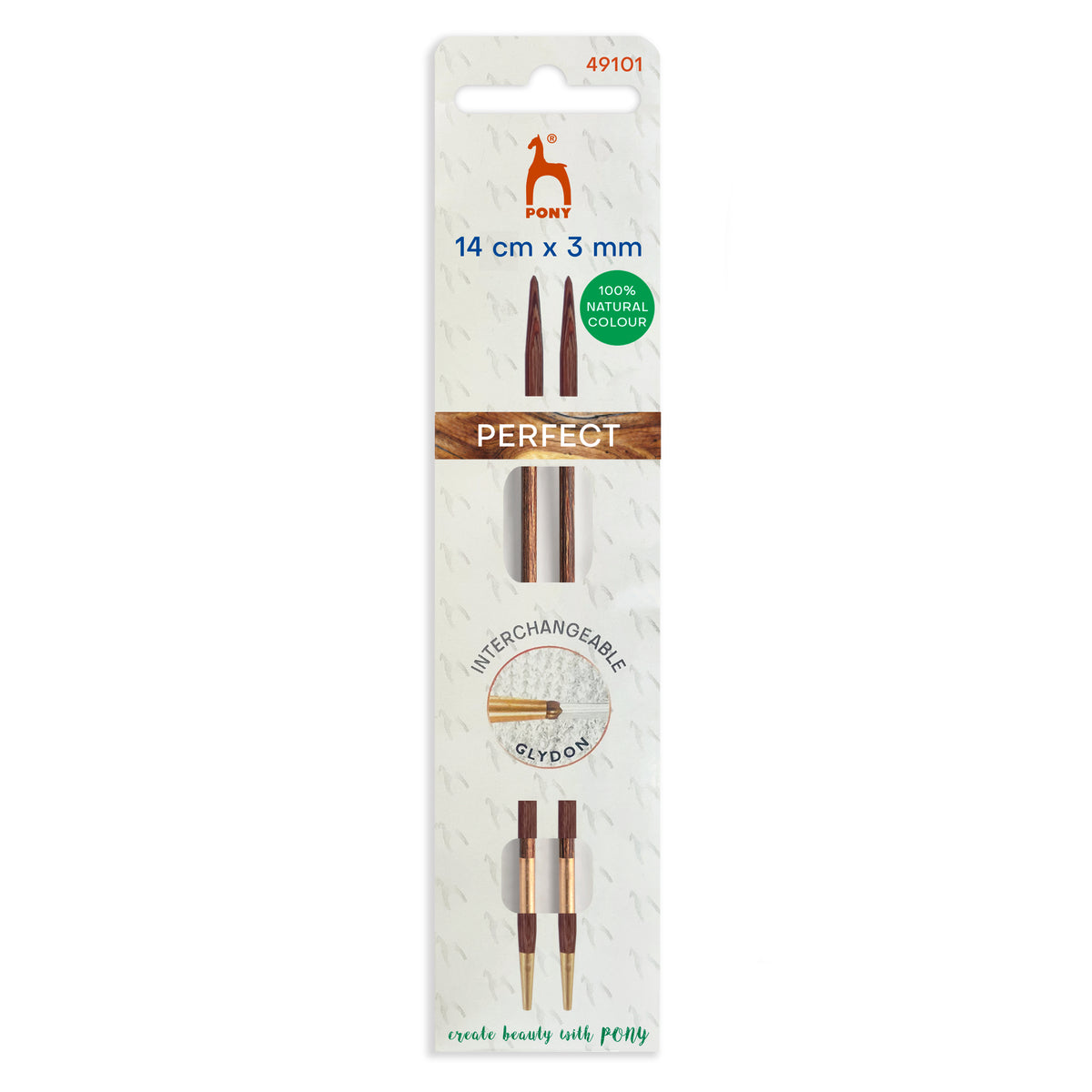 Pony Perfect 3mm natural wood interchangeable knitting needle tips
