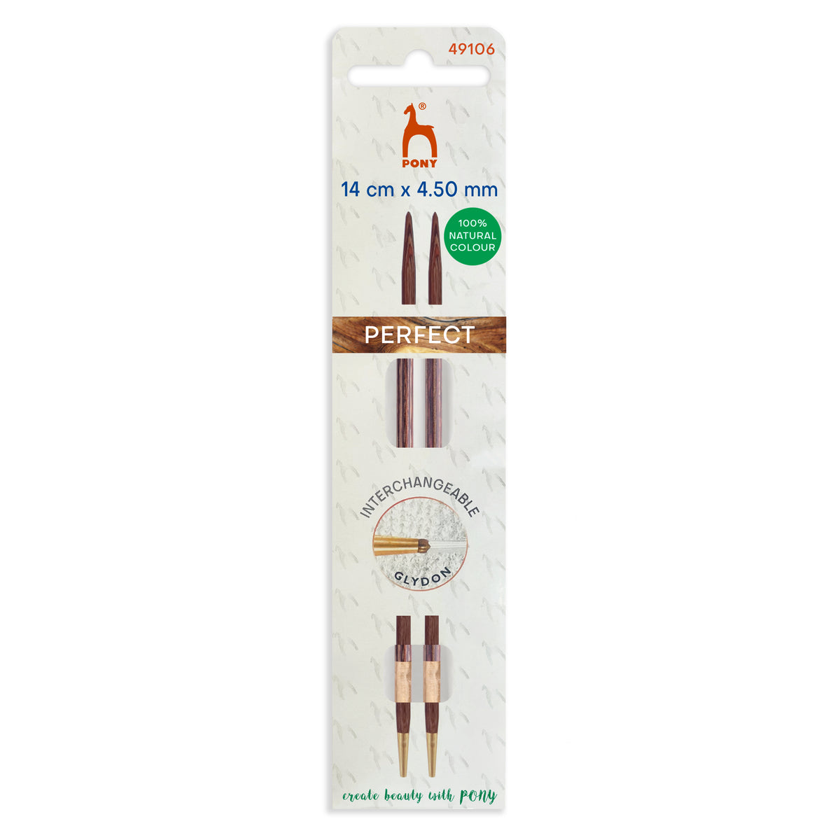 Pony Perfect 4.5mm natural wood interchangeable knitting needle tips