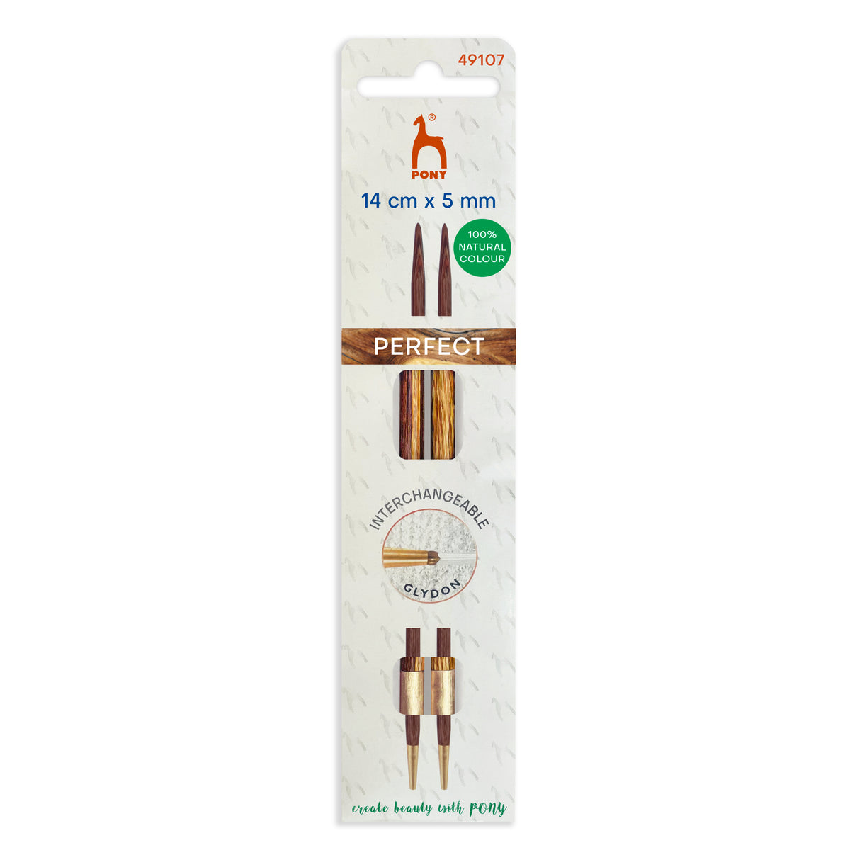 Pony Perfect 5mm natural wood interchangeable knitting needle tips