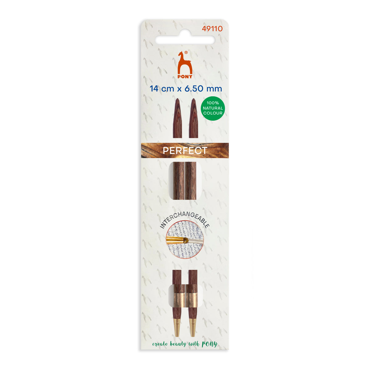 Pony Perfect 6.5mm natural wood interchangeable knitting needle tips