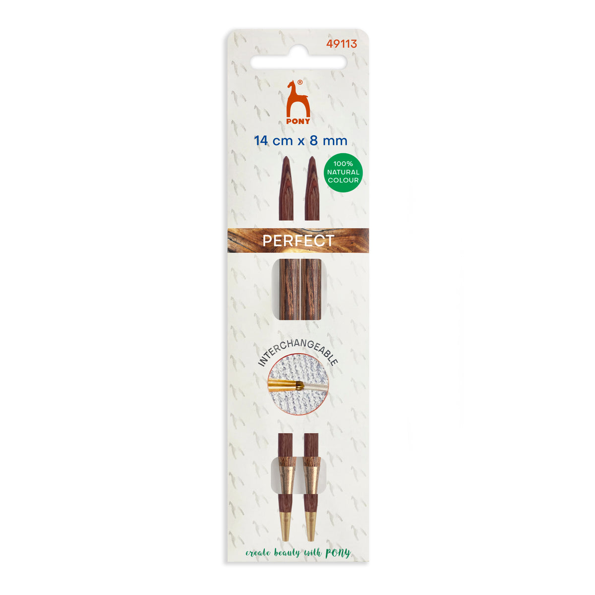 Pony Perfect 8mm natural wood interchangeable knitting needle tips