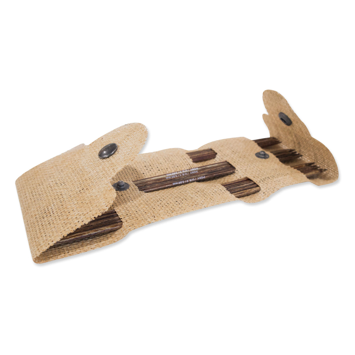Pony Perfect wooden double pointed knitting needles in a jute case