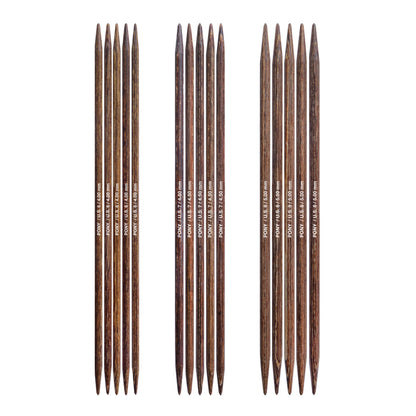 Pony Perfect wooden double pointed knitting needles in a jute case