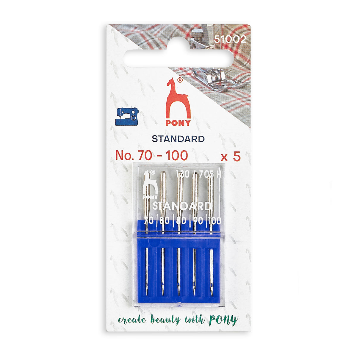 Pack of Pony standard sewing machine needles, assorted sizes