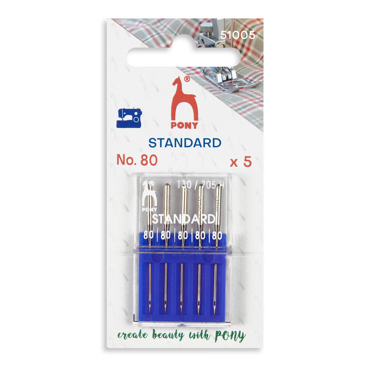 Pack of Pony standard sewing machine needles, size 80