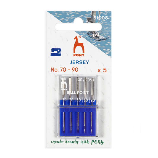 Pack of Pony ballpoint jersey sewing machine needles