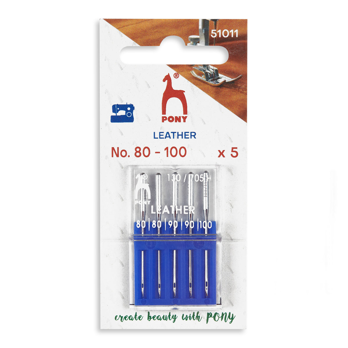 Pack of Pony leather sewing machine needles