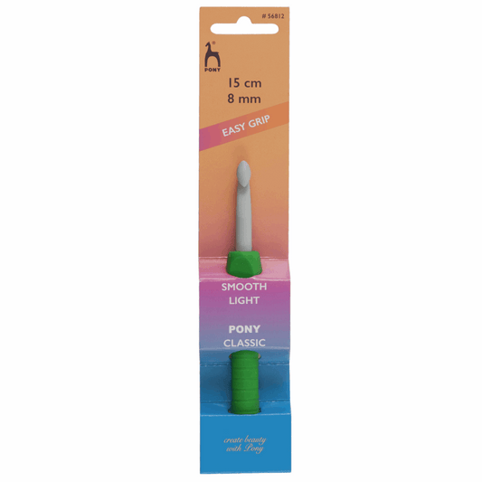PONY 8mm Flat Crochet Hook - Plastic Easy Grip, 15cm