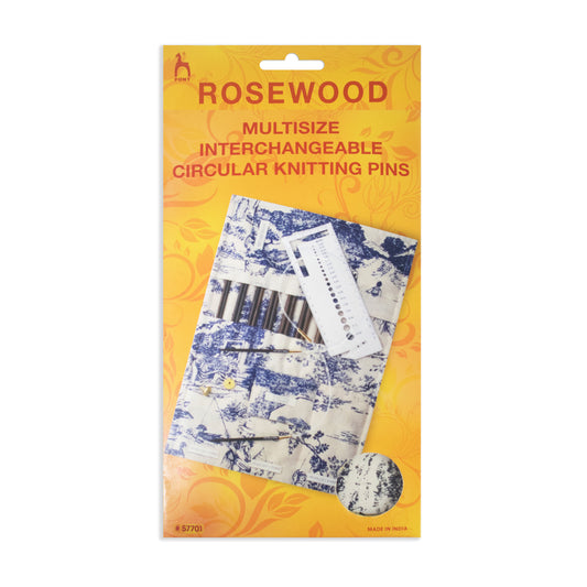 Pony rosewood interchangeable circular needle set in a woven cotton case