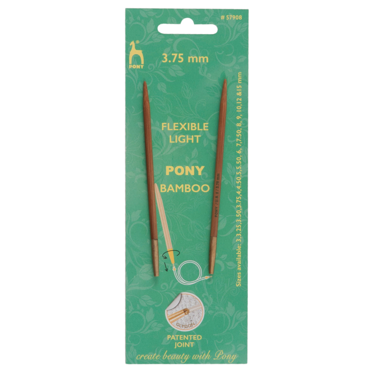 Pair of Pony 3.75mm bamboo interchangeable knitting needle tips