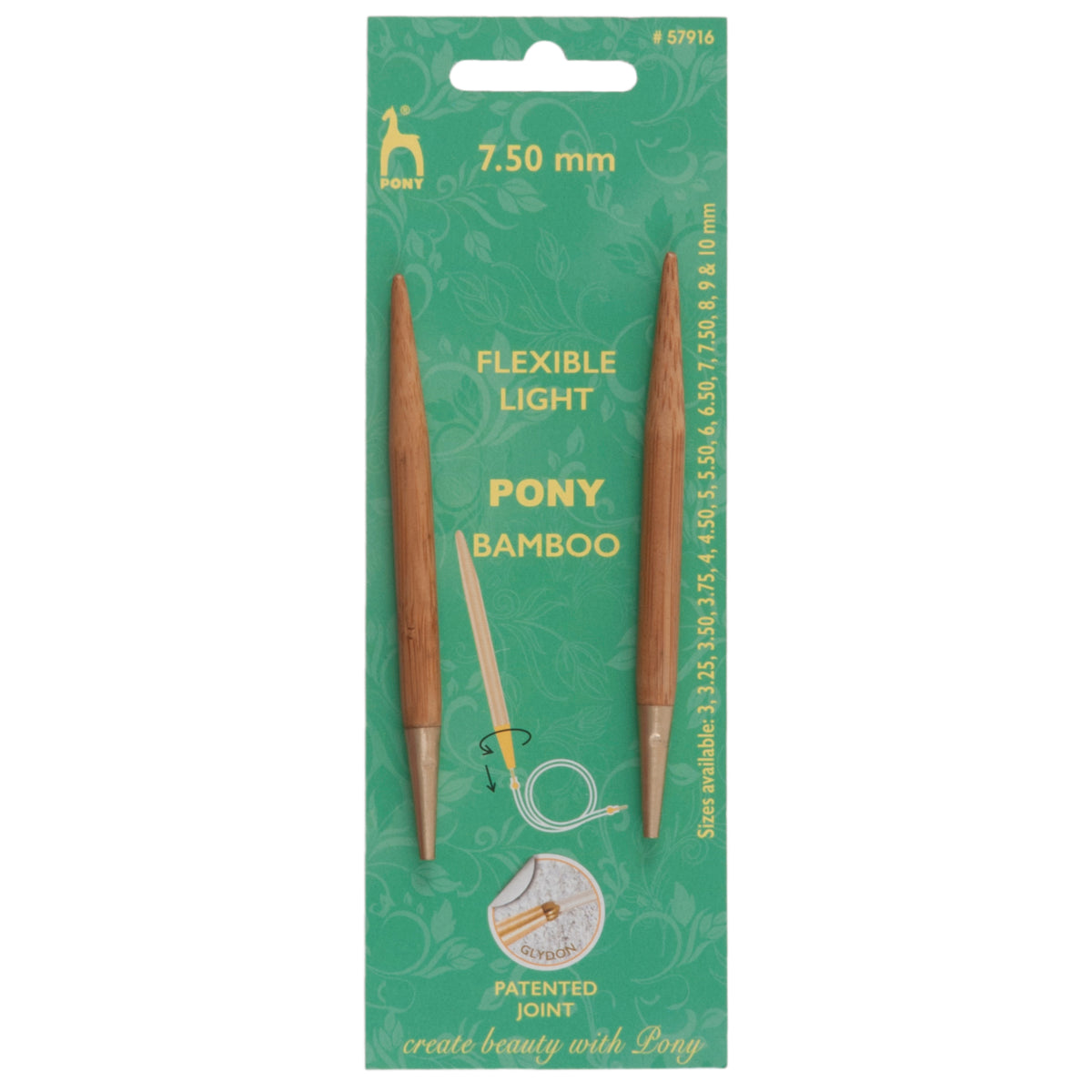 Pair of Pony 7.50mm bamboo interchangeable knitting needle tips
