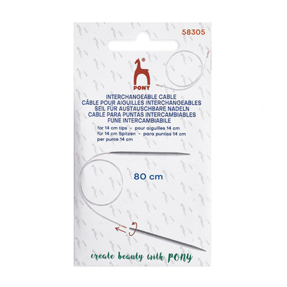 Pony interchangeable knitting needle cable, 80cm