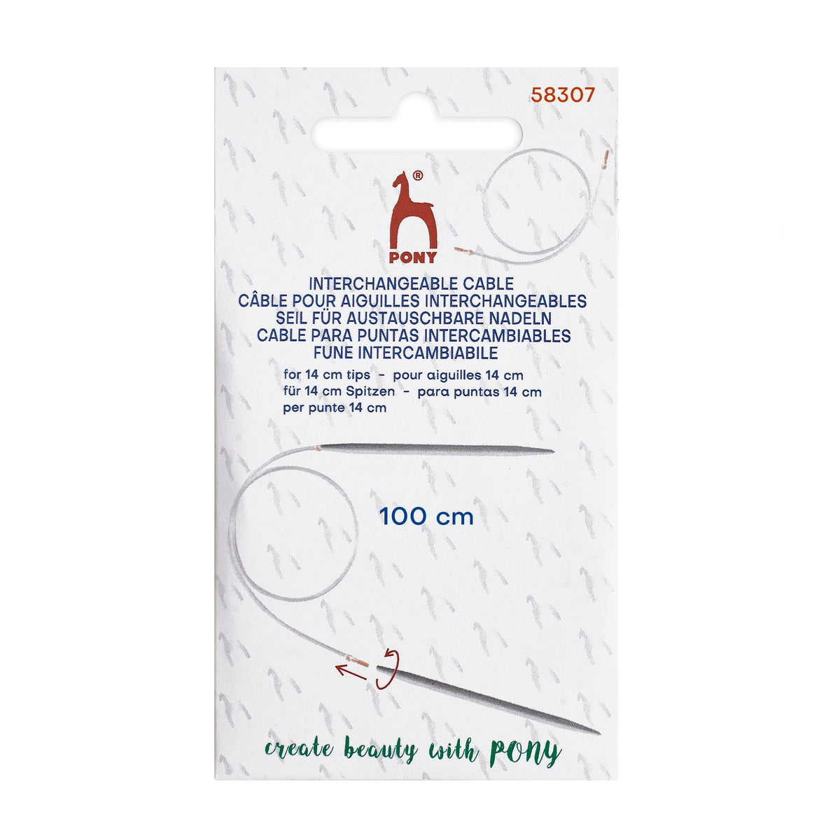 Pony interchangeable knitting needle cable, 100cm