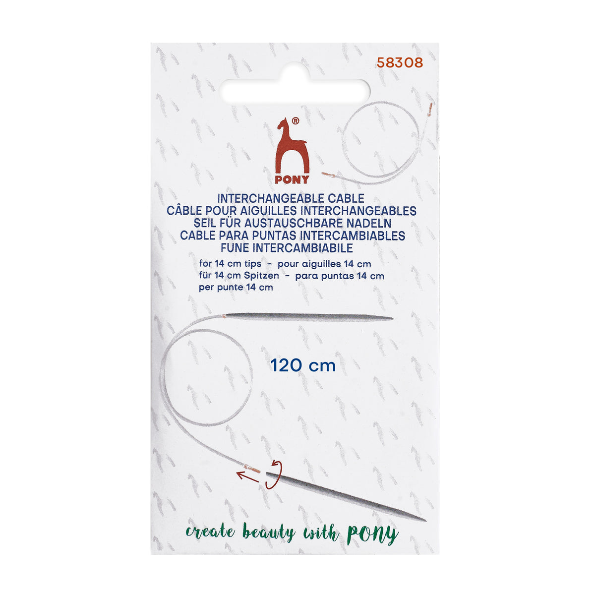 Pony interchangeable knitting needle cable, 120cm