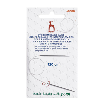 Pony interchangeable knitting needle cable, 120cm