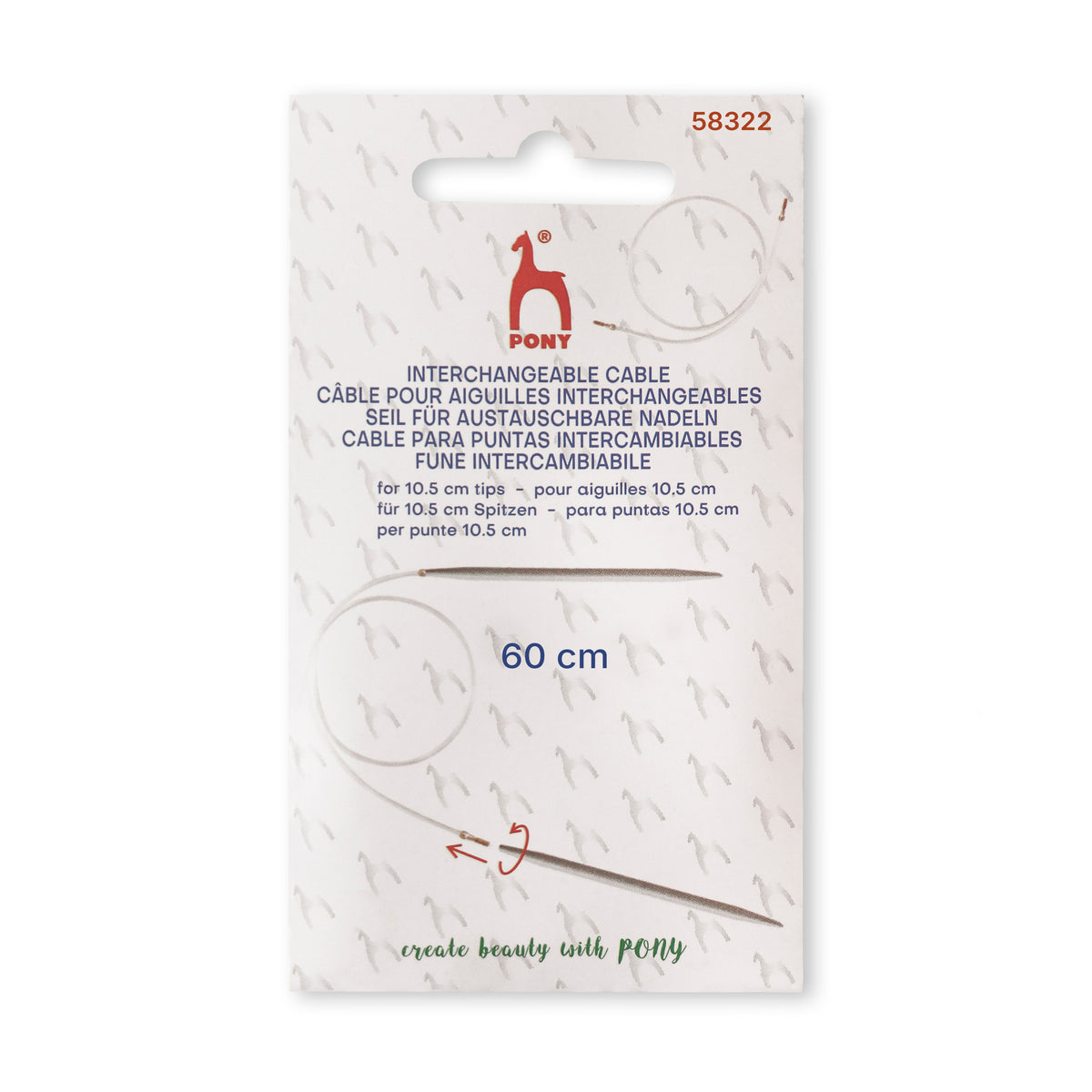 Pony interchangeable knitting needle cable, 60cm