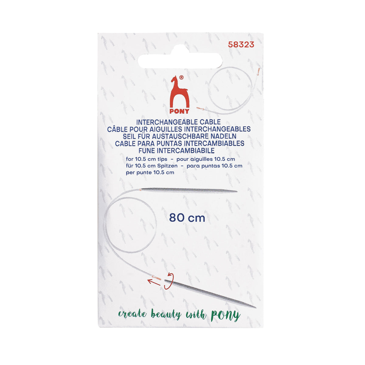 Pony interchangeable knitting needle cable, 80cm