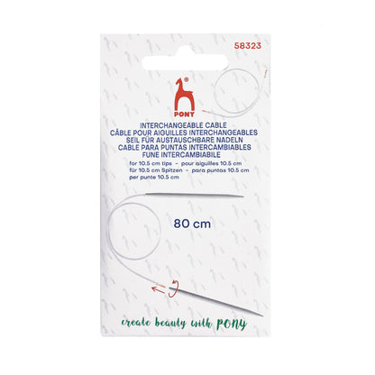Pony interchangeable knitting needle cable, 80cm