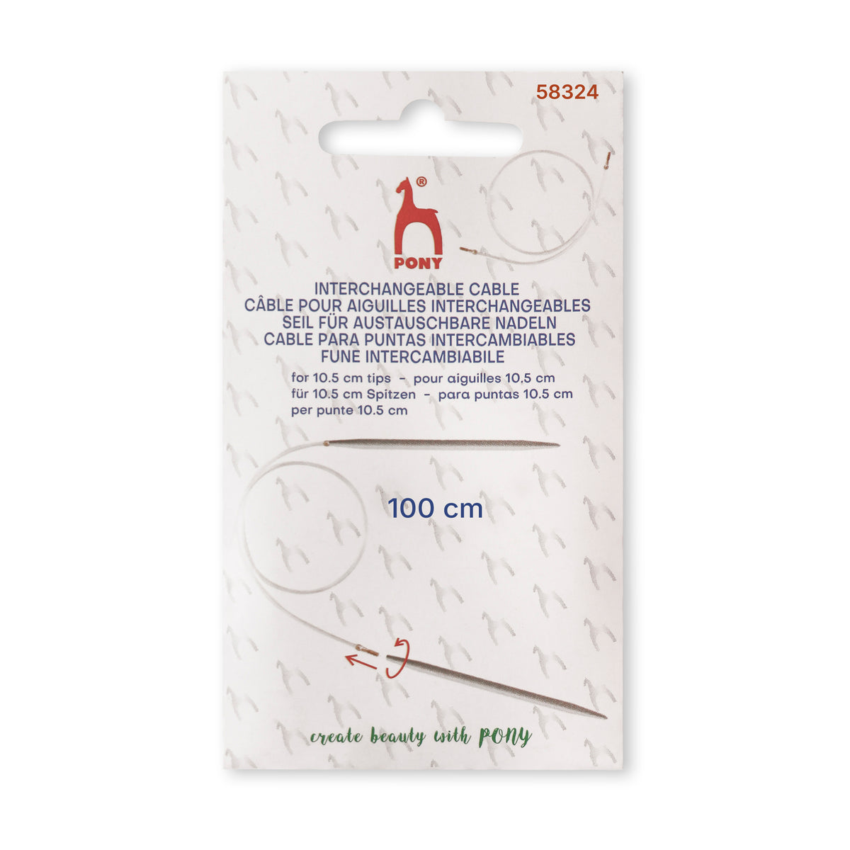 Pony interchangeable knitting needle cable, 100cm