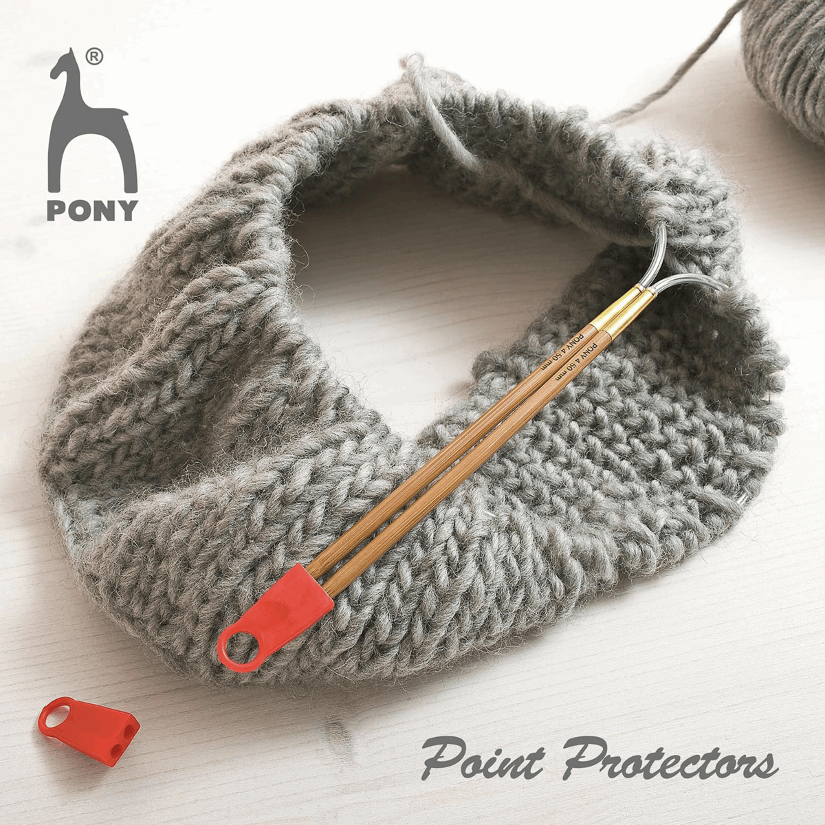 PONY Red Silicone Point Protectors for Knitting Needles