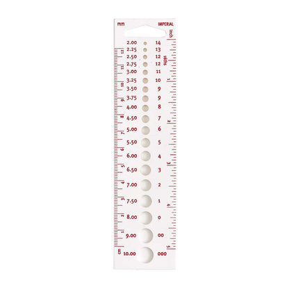 Pony plastic knitting needle gauge with ruler