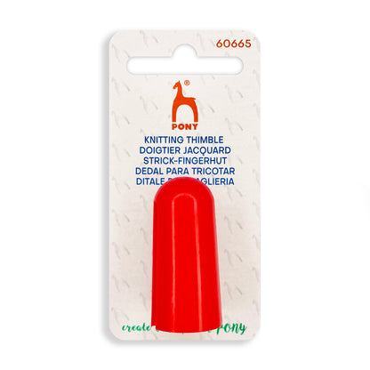 Red Pony knitting thimble on its card