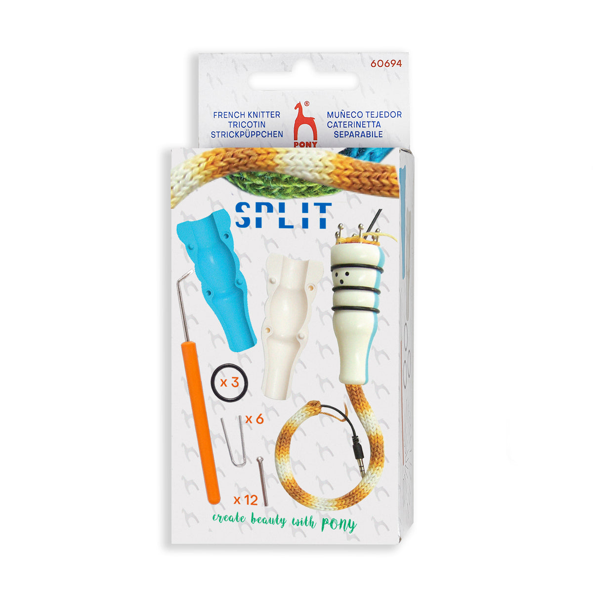 Pony plastic split French knitter