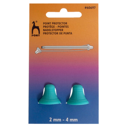 Two Pony bell-shaped point protectors on a card