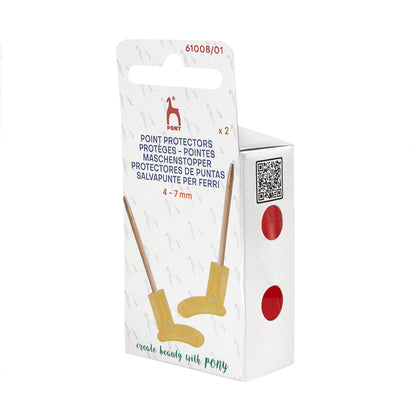 Pony sock-shaped point protectors on knitting needles