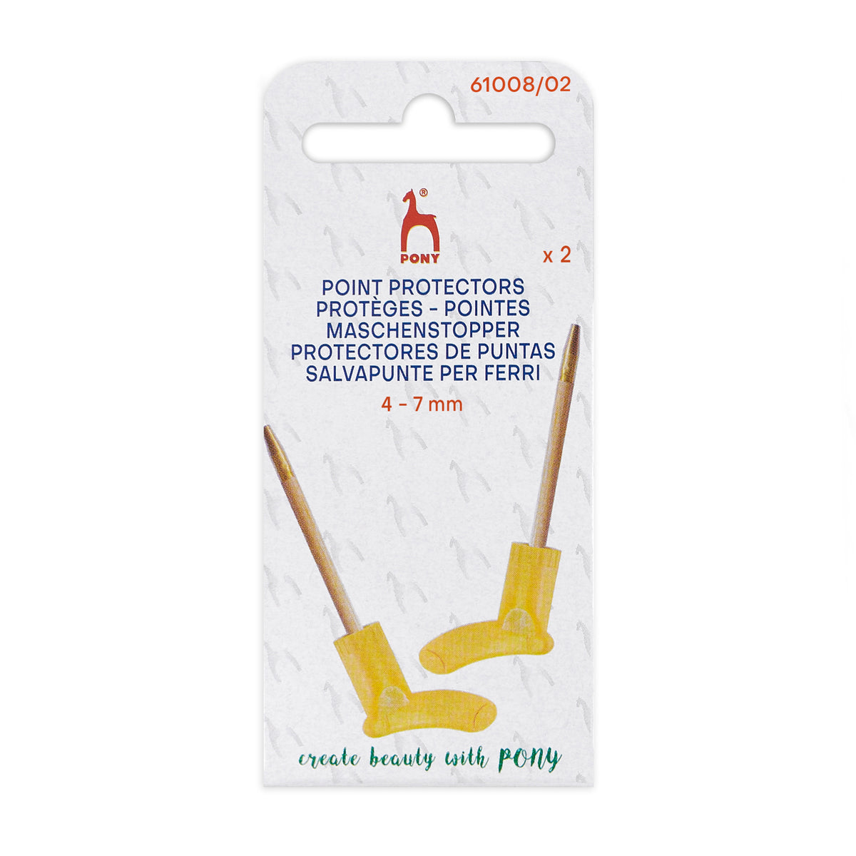 Pony sock-shaped point protectors on knitting needles