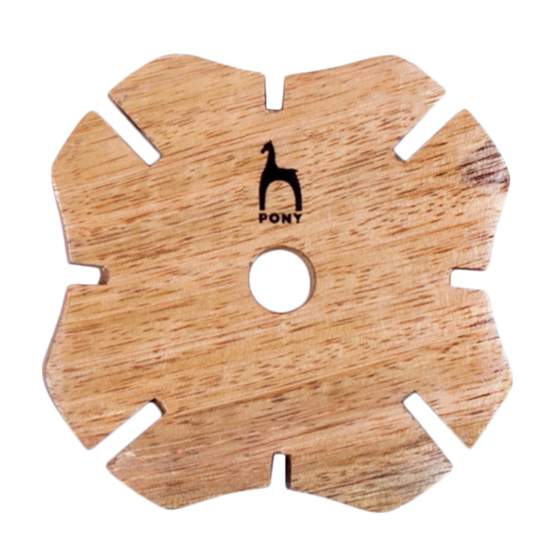 Round wooden braiding star disc with grooves around the edge