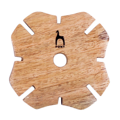 Round wooden braiding star disc with grooves around the edge