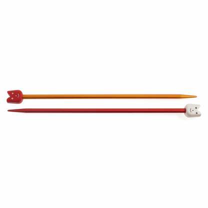 PONY Children's Coloured Aluminium Single-Ended Knitting Pins - 18cm x 4.5mm (Red/Yellow)