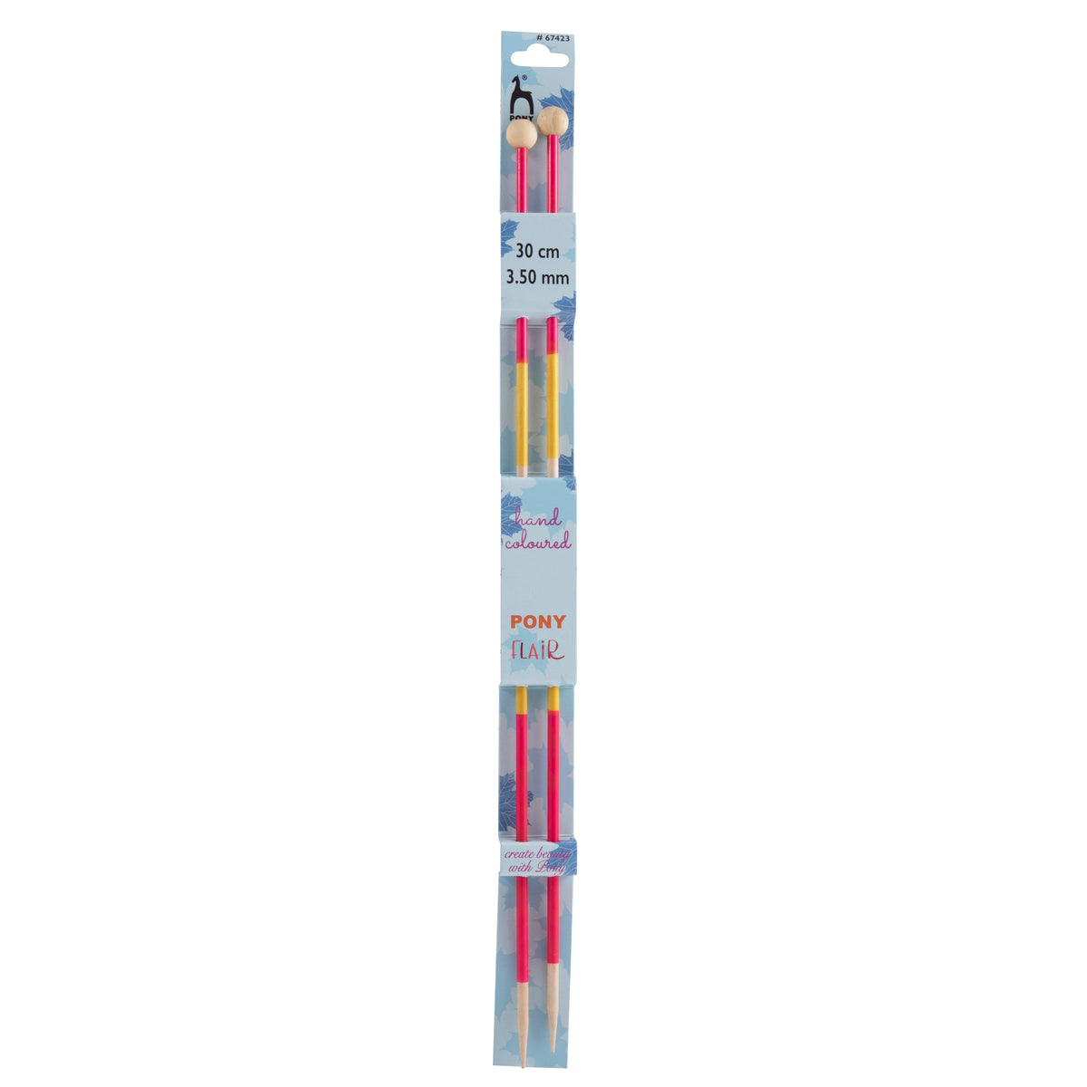 Pair of Pony Flair hand coloured knitting needles, 30cm x 3.5mm