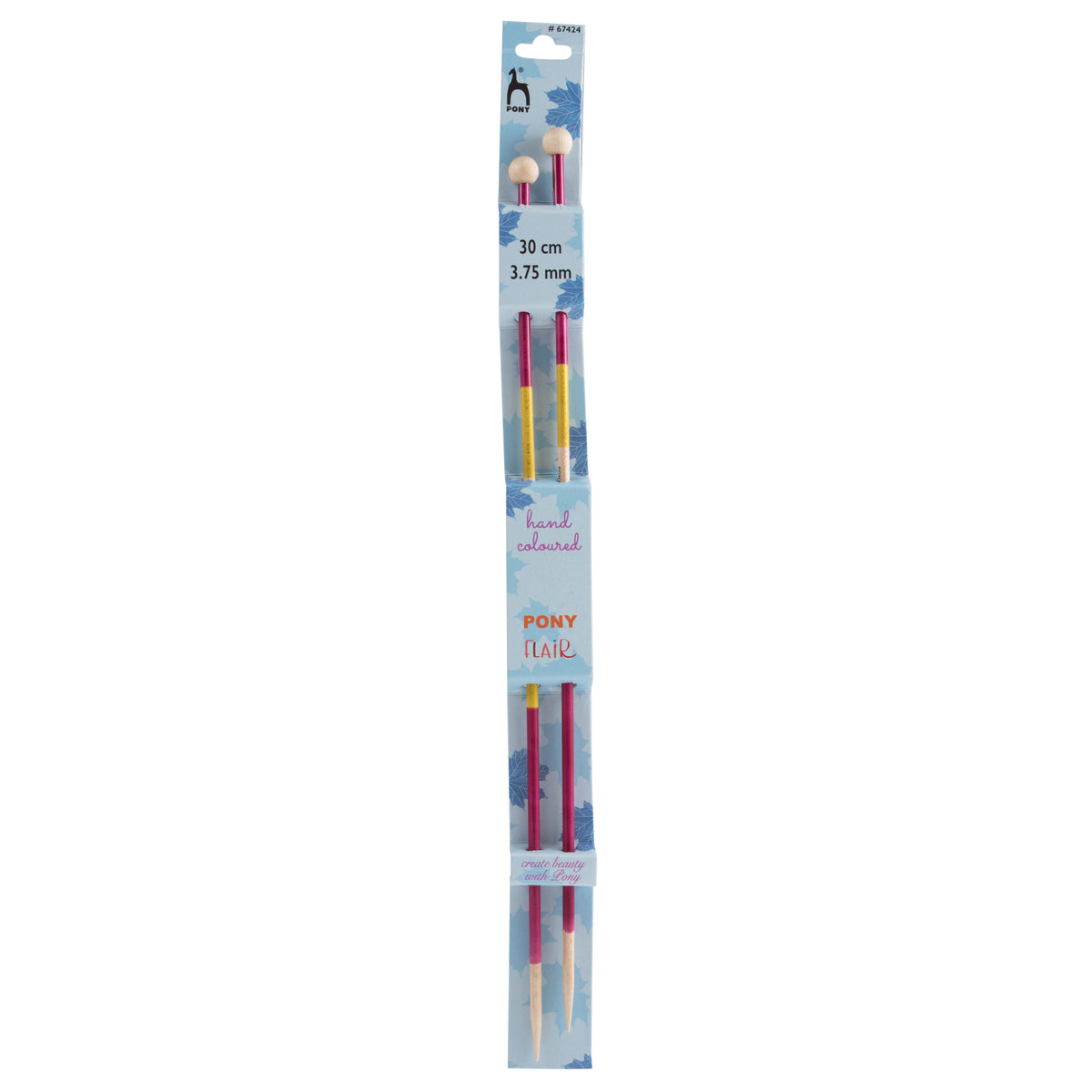 Pair of Pony Flair hand coloured knitting needles, 30cm x 3.75mm