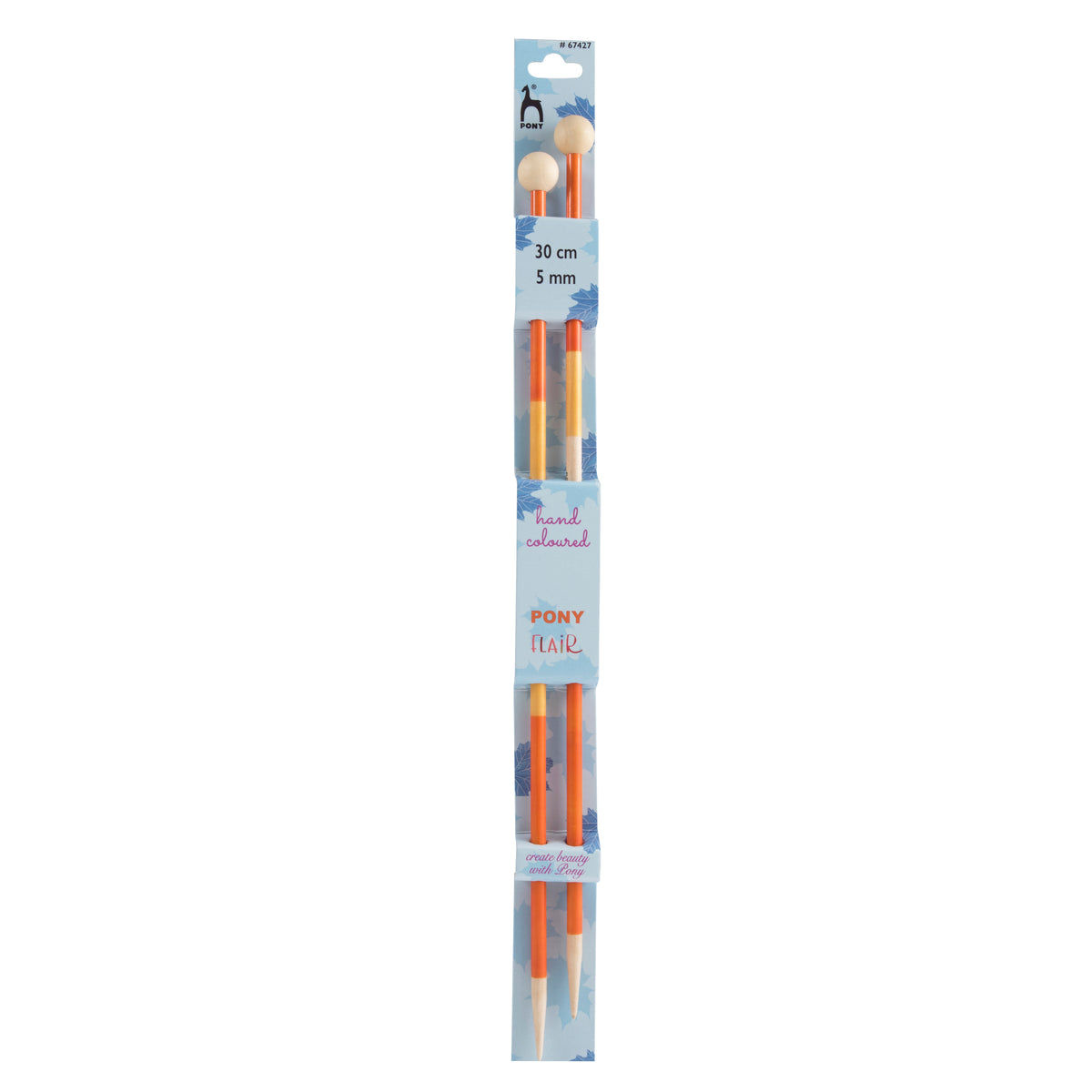 Pair of Pony Flair hand coloured knitting needles, 30cm x 5mm