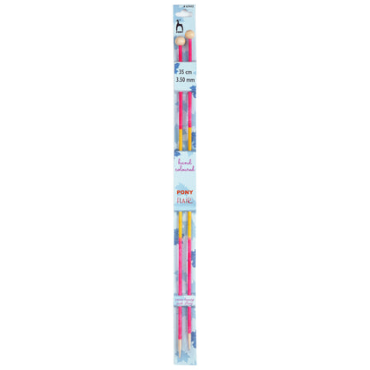 Pair of Pony Flair hand coloured knitting needles, 35cm x 3.5mm