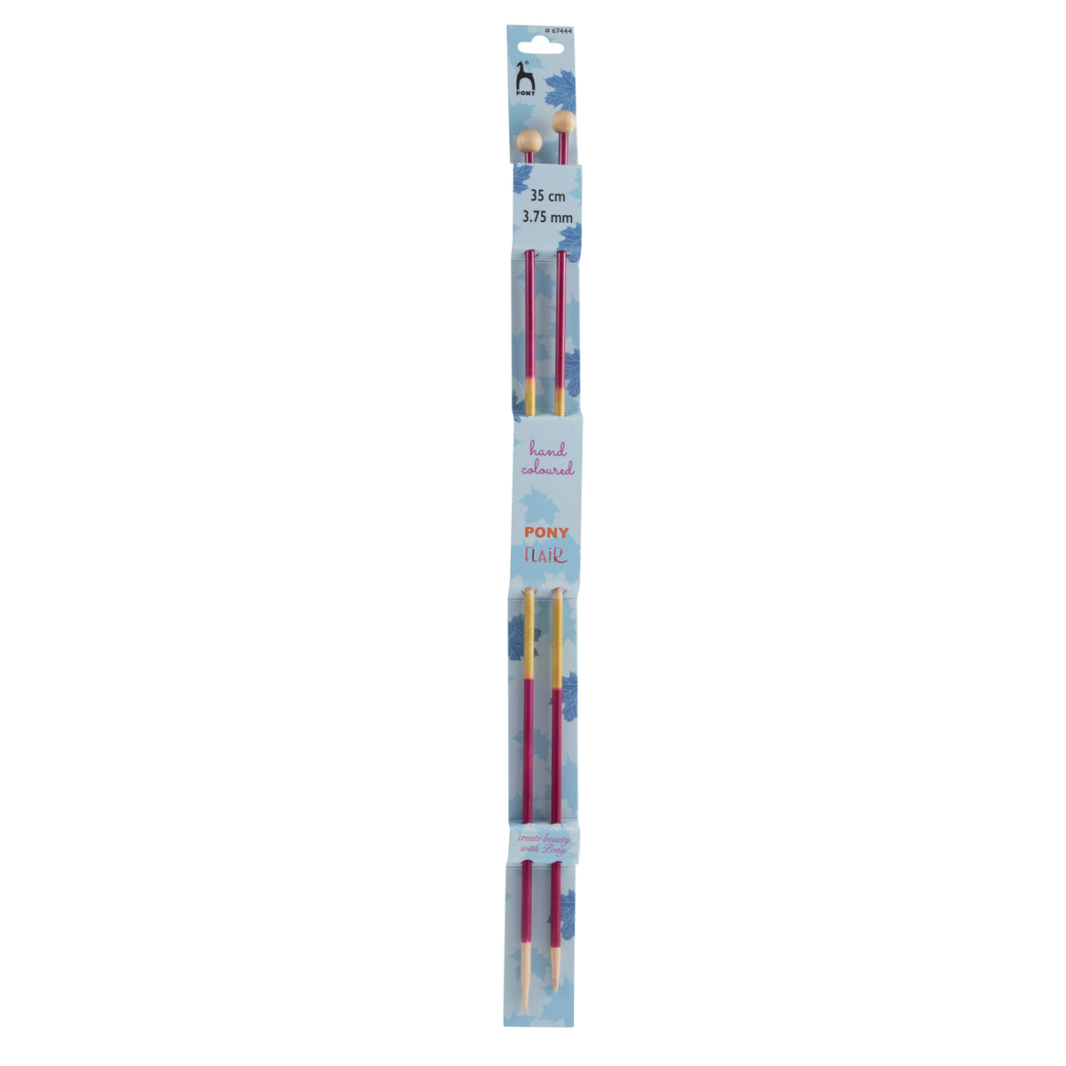 Pair of Pony Flair hand coloured knitting needles, 35cm x 3.75mm