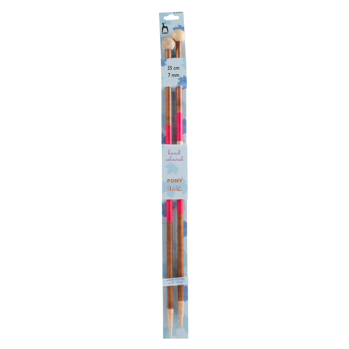 Pair of Pony Flair hand coloured knitting needles, 35cm x 7mm