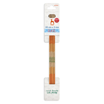Set of five Pony Flair hand coloured double-pointed knitting needles, 20cm x 3mm