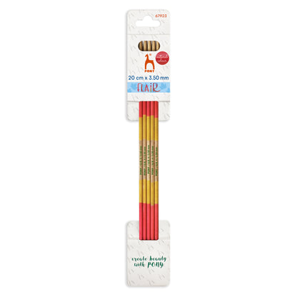 Set of five Pony Flair hand coloured double-pointed knitting needles, 20cm x 3.5mm