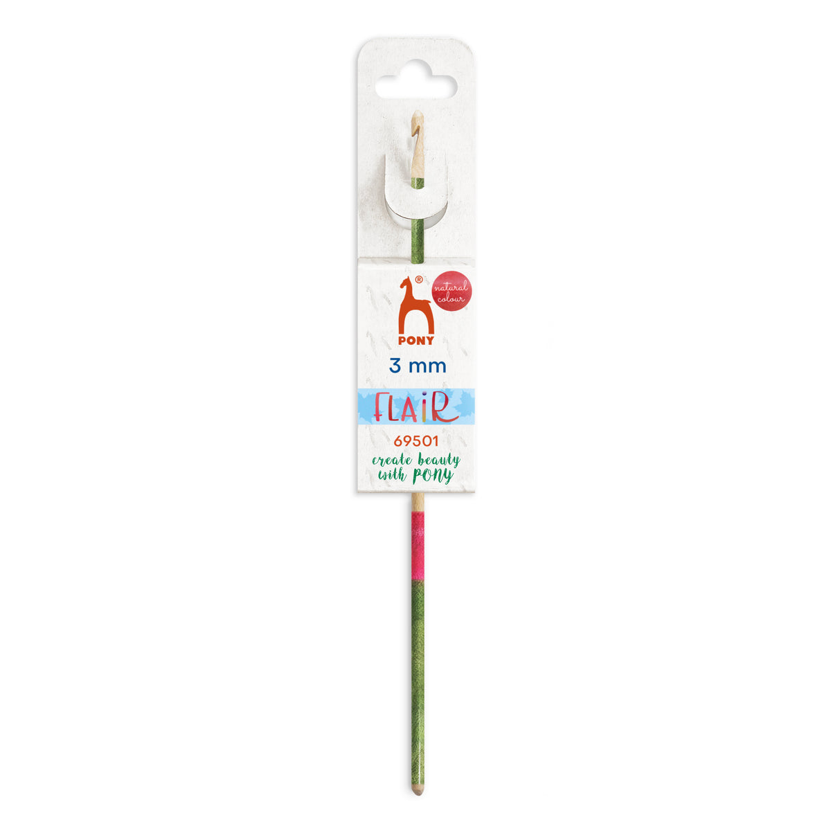 Pony Flair 3.25mm hand painted wooden crochet hook