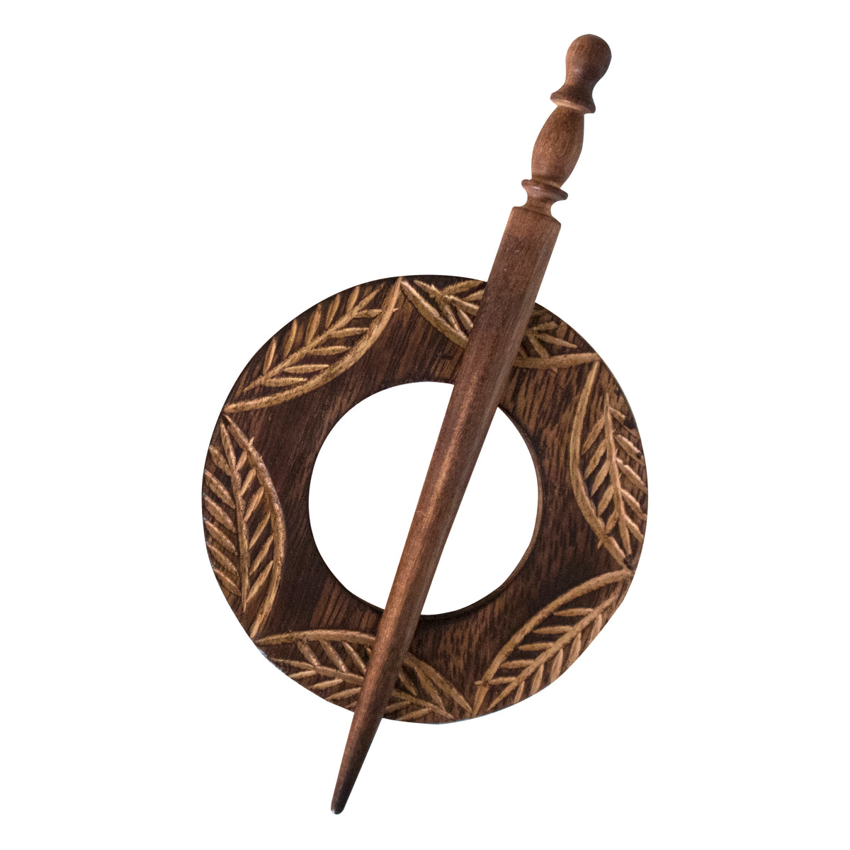 Pony decorative wooden shawl pin with brooch and pin