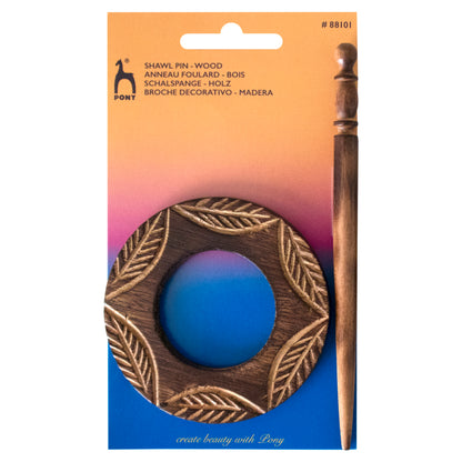 Pony decorative wooden shawl pin with brooch and pin