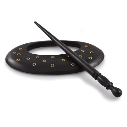 Pony decorative wooden shawl pin with brooch and pin