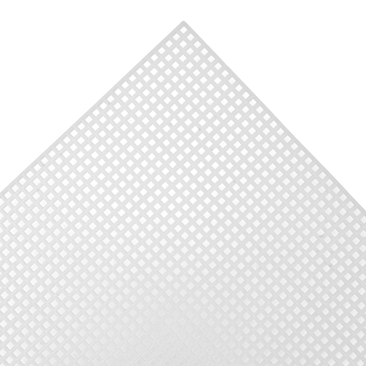 Clear plastic canvas sheet with a grid of holes